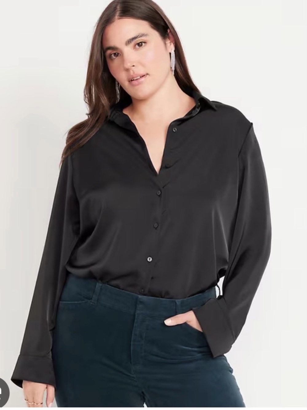 Old Navy The Classic Shirt Black Button-Up Dress Shirt XXL